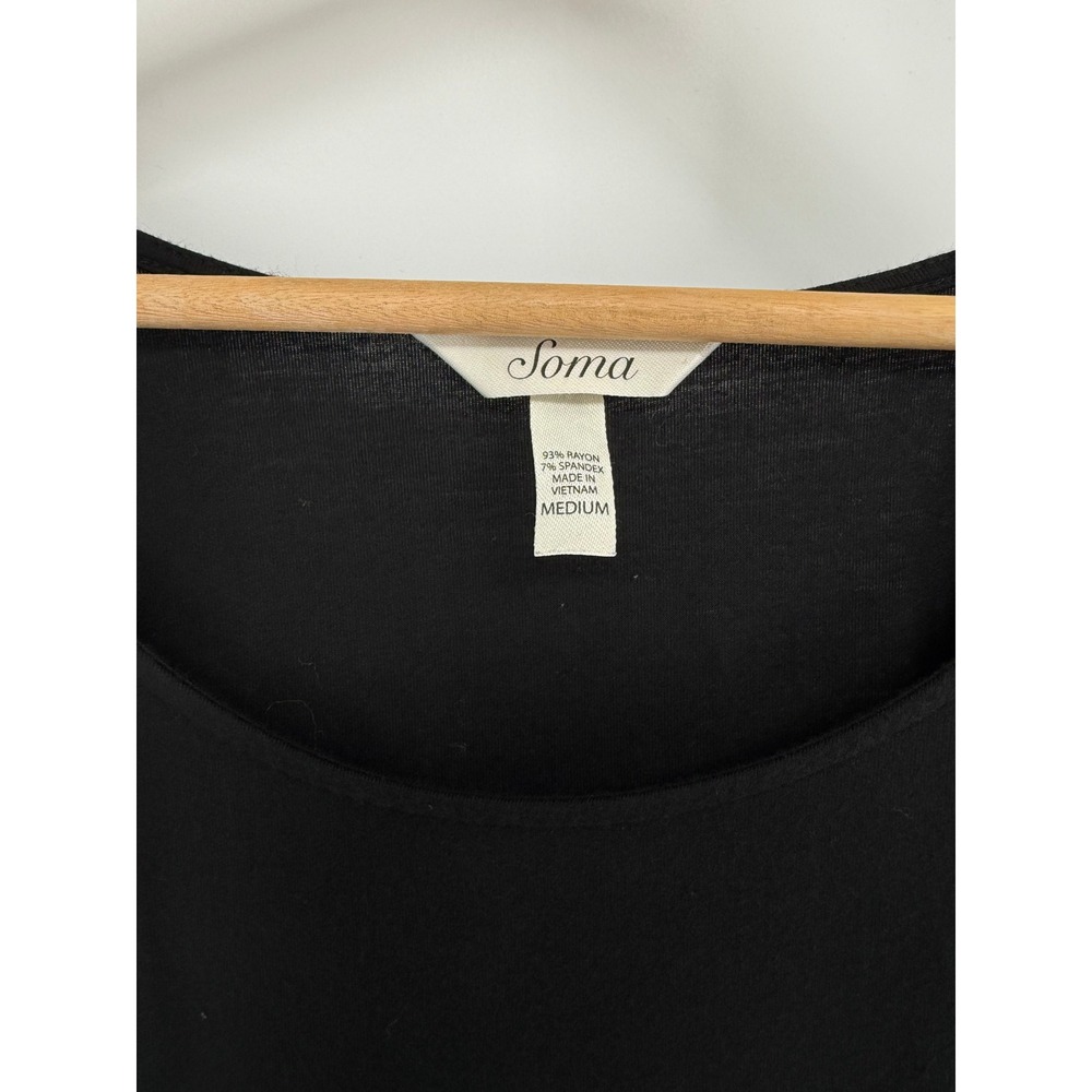 Soma Pajama Top Womens Medium Black Short Sleeve Scoop Neck Loungewear Top - Picture 2 of 5